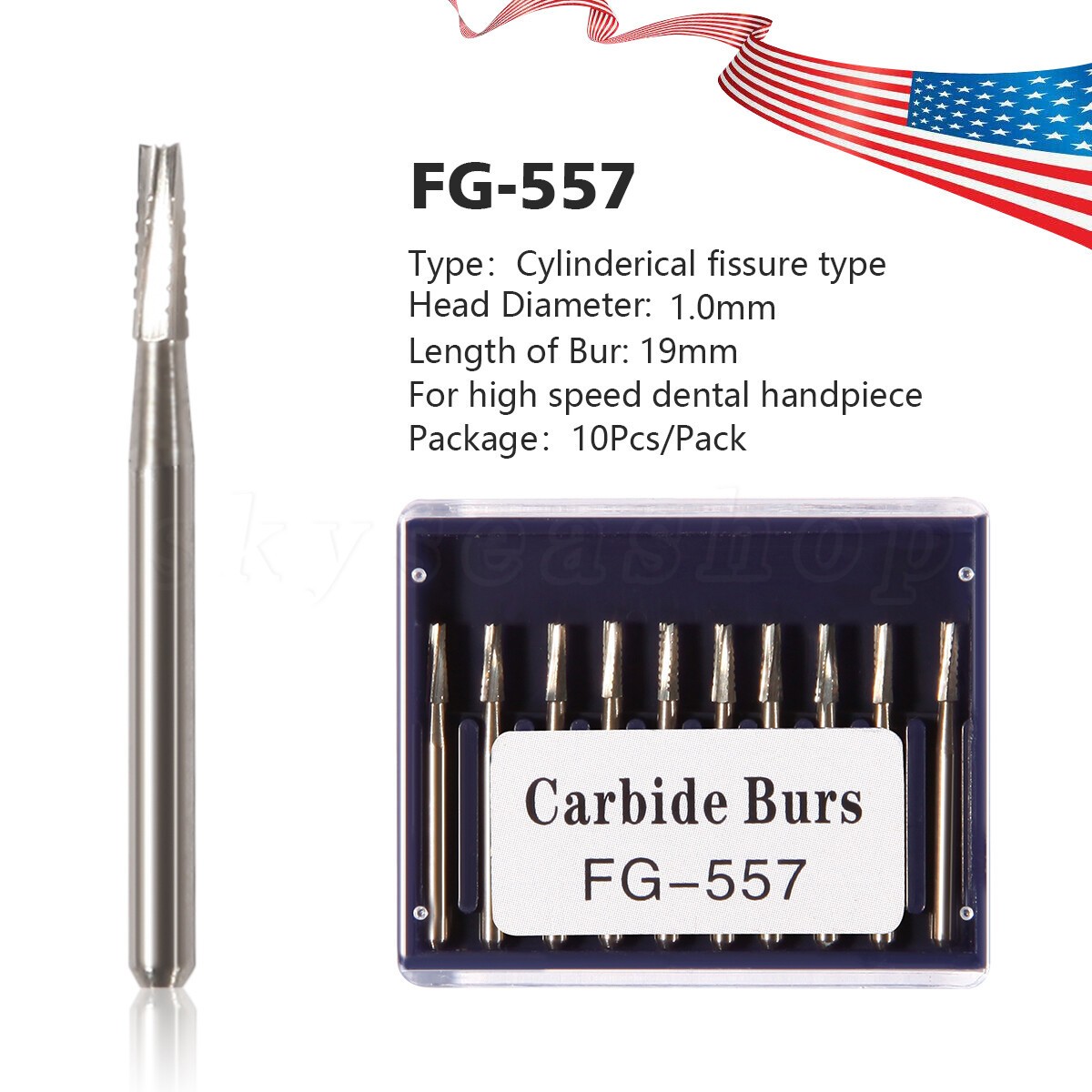 Dental Midwest FG #557 Clinic Length Cross Cut Carbide Burs 100pk