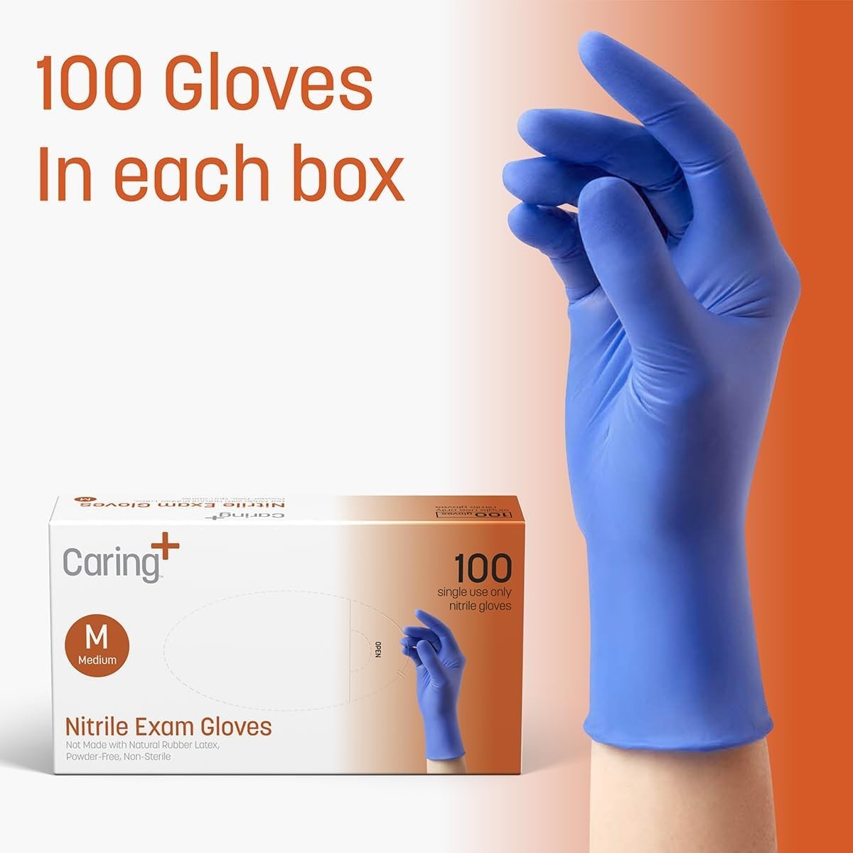 Ambidextrous Powder-Free Nitrile Gloves for Medical & Cleaning Tasks, 100 Ct