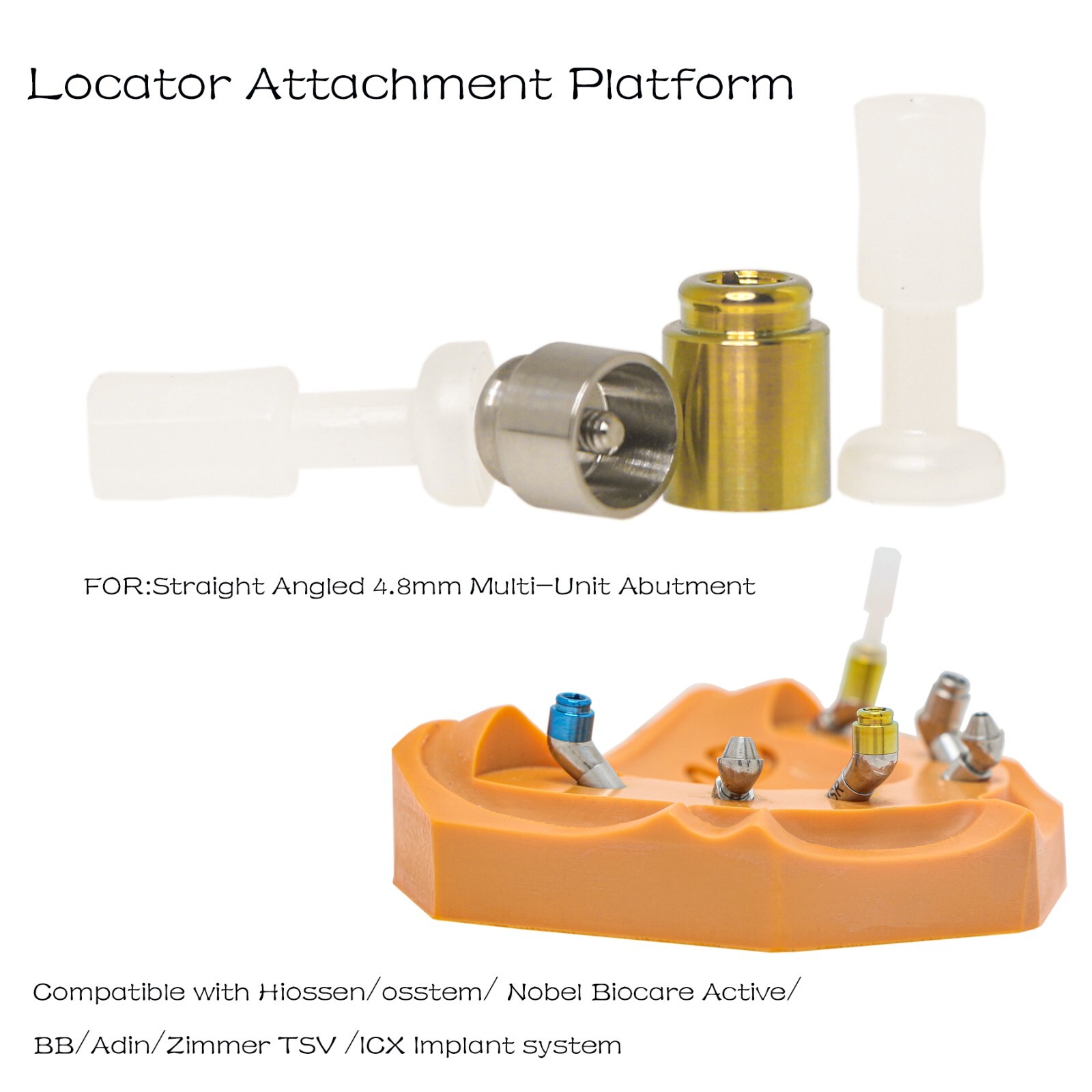 Multi-Unit 4.8 Locator Abutment For Hiossen/Nobel/Zimmer Straight Angled Implant