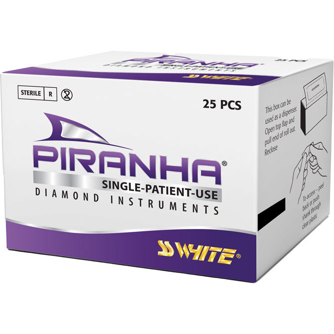 Endo Piranha Single Use Round End Taper Diamond Burs by SS White (25/pk)