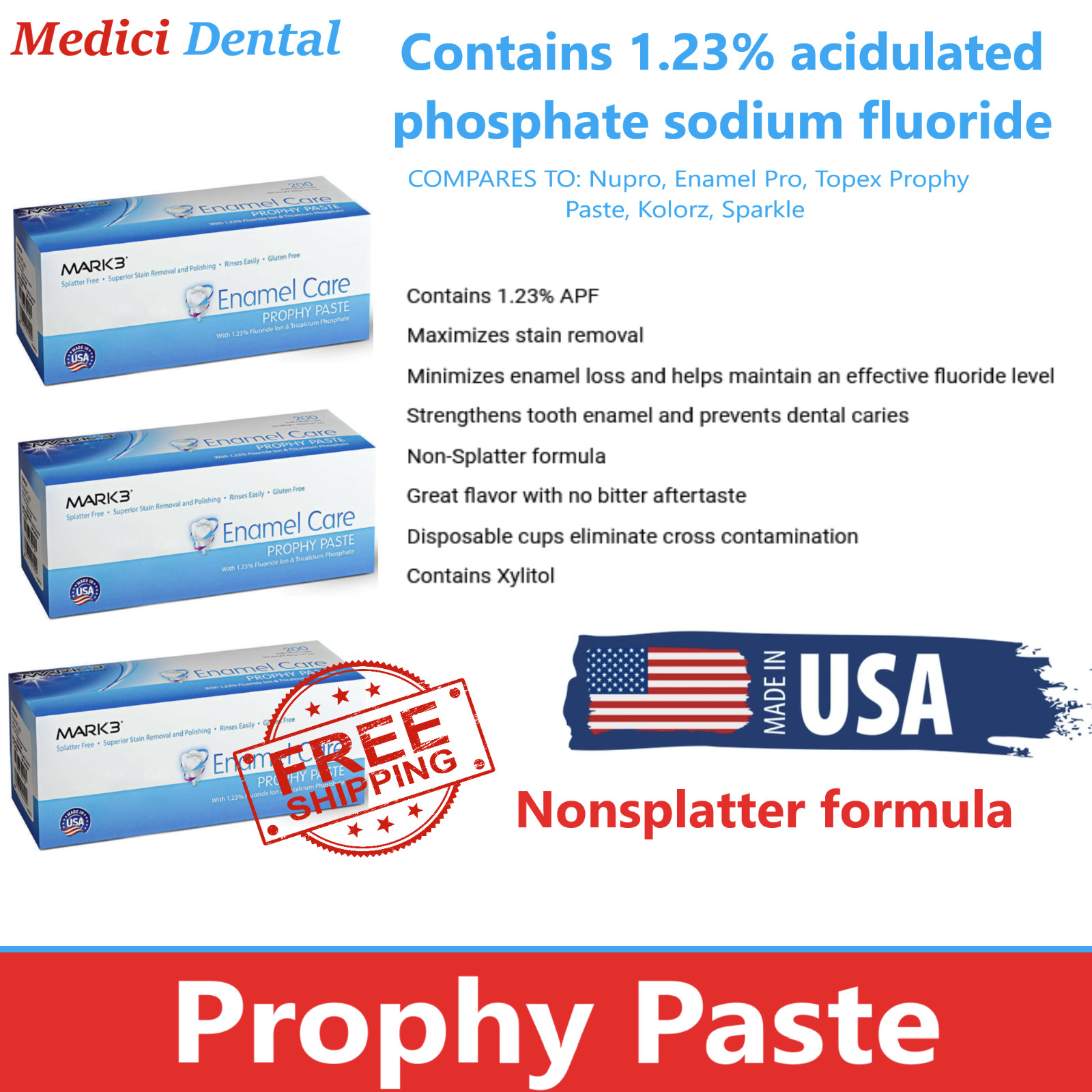 Dental Prophy Paste Enamel Care GLUTEN FREE Superior, Non Splatter, Upto 600/Pk