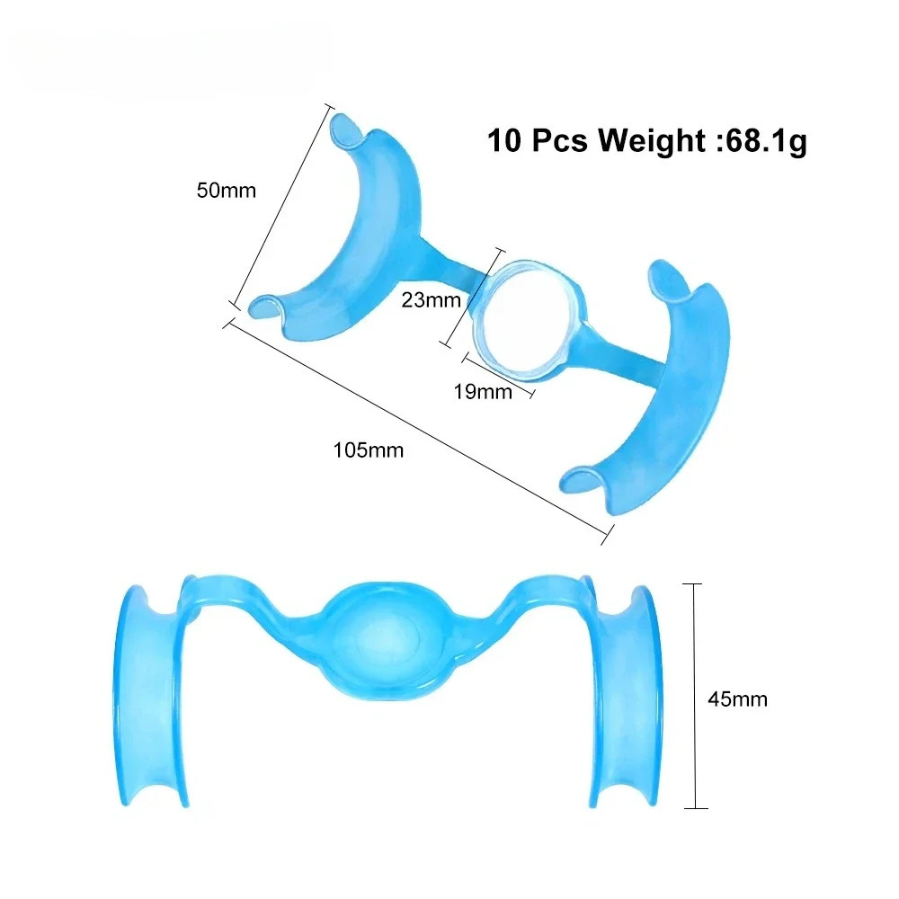 Dental M Type Intraoral Cheek Retractor Lip Mouth Opener w/Mirror Blue 10Pcs/Bag