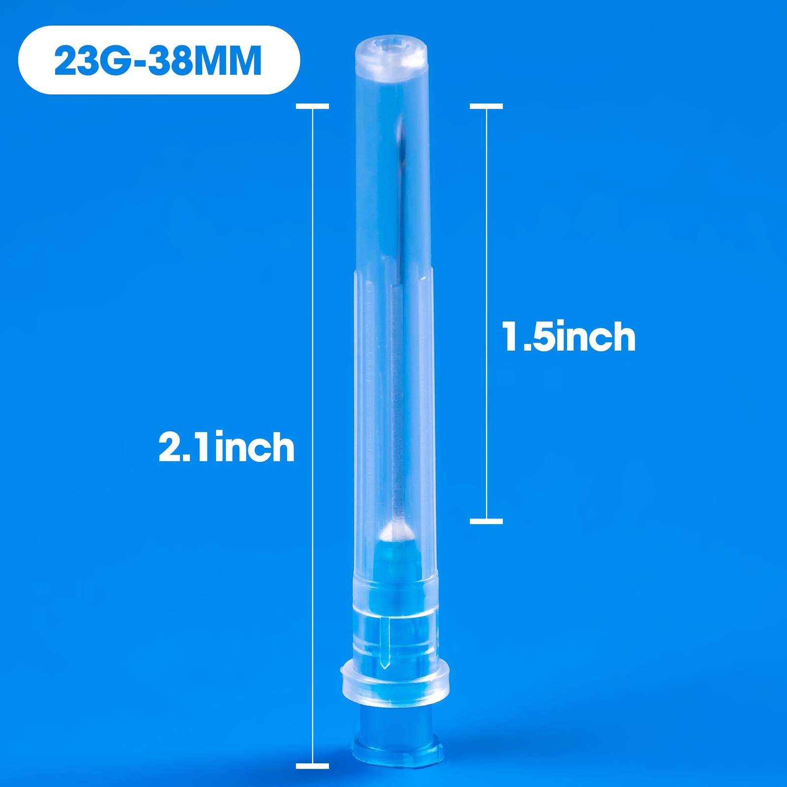100 Pack 23 Ga 1.5 inch Disposable Needles with Caps for Scientific and Indus…