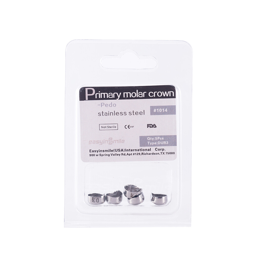 Dental D Primary E Molar Kids Crowns Stainless Steel Primary Crown Pediatric 5Pc