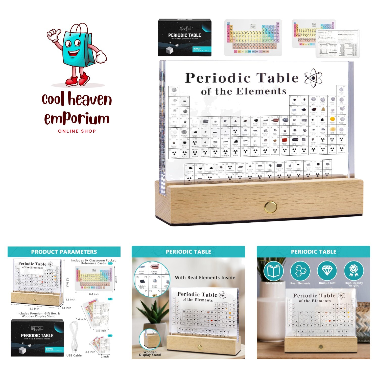 Periodic Table Of Elements with 83 Real Elements, Acrylic Periodic Table Disp…