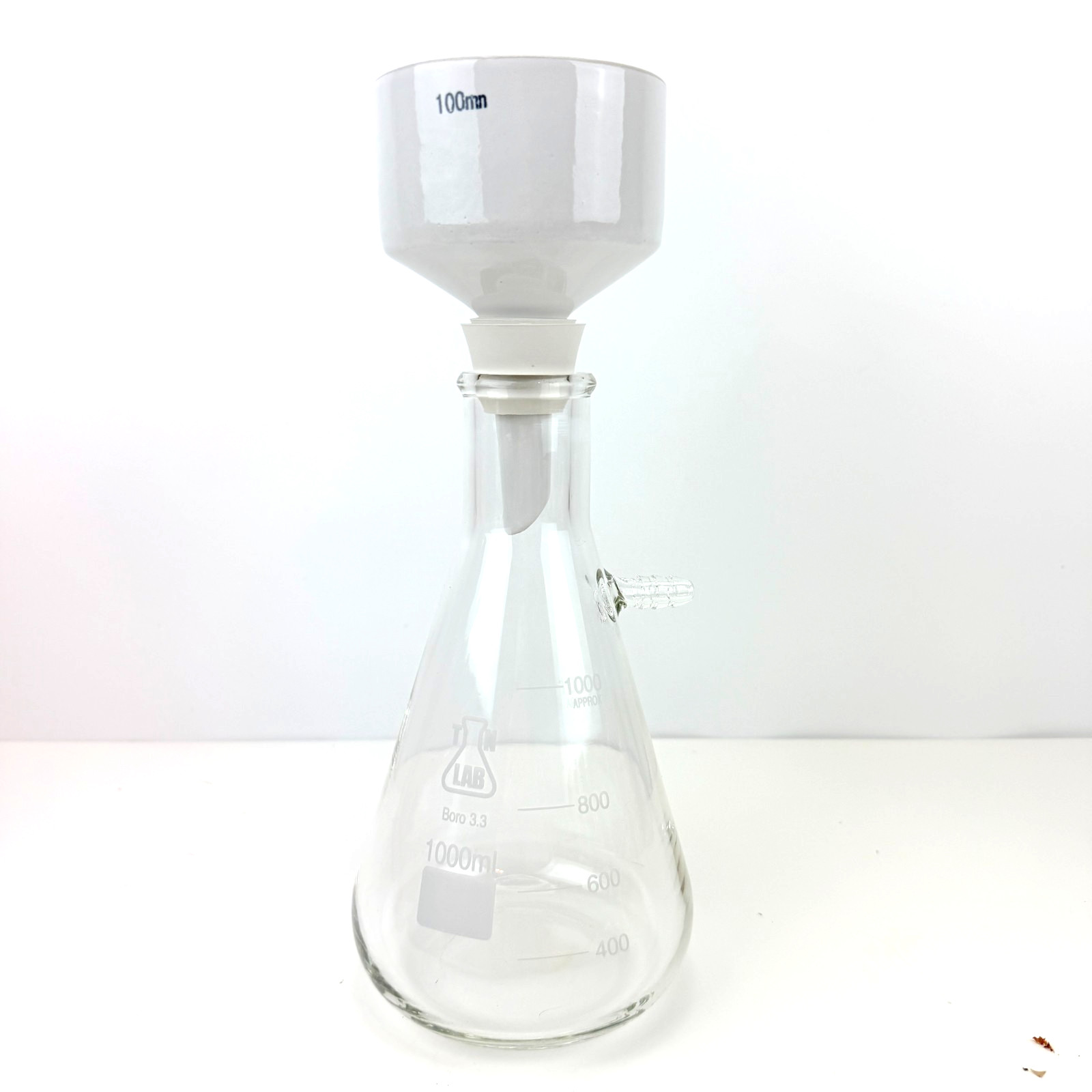 1000mL Erlenmeyer Vacuum Filter Flask Buchner Funnel Set Boro 3.3 Glass Lab