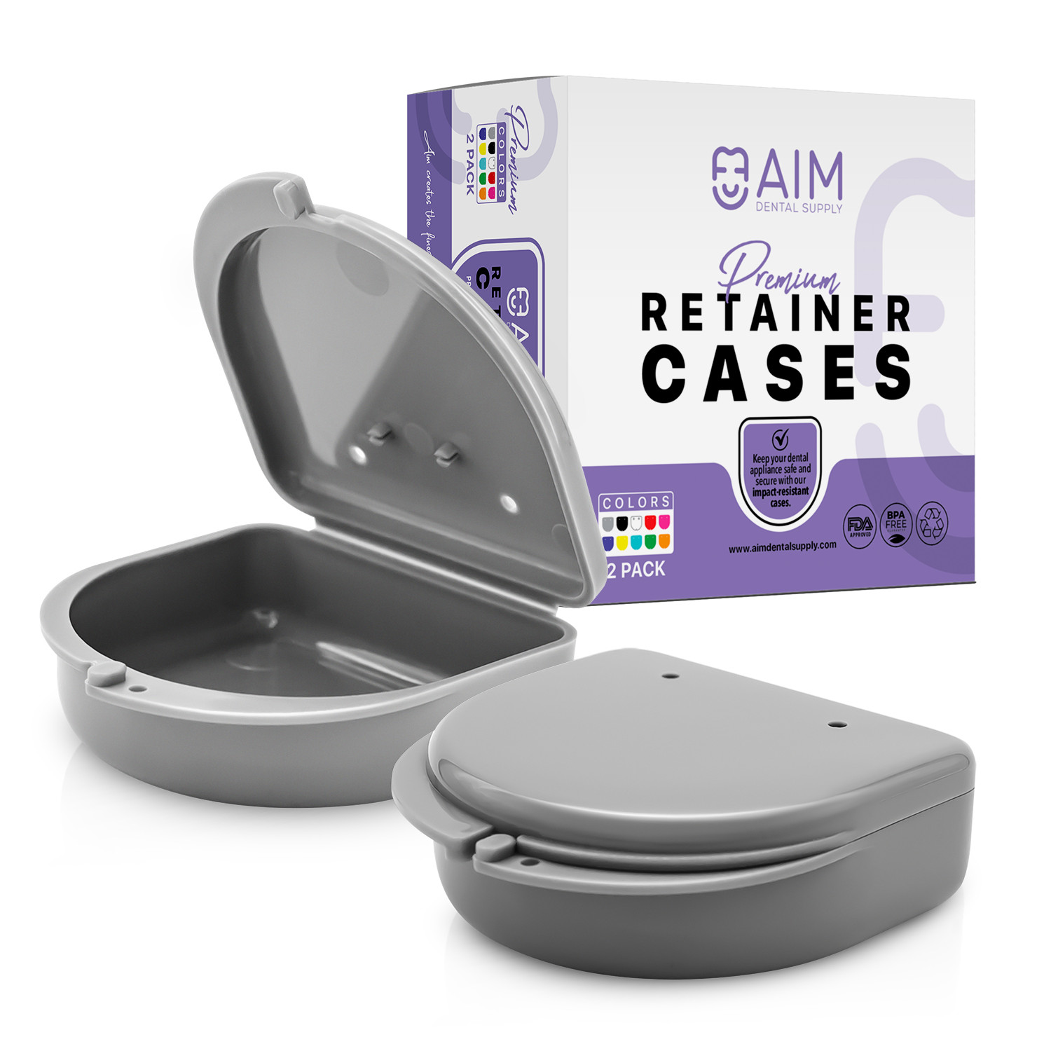 2PK Retainer Case, Denture Storage Box, Mouthguard Container,Dental Aligner Case