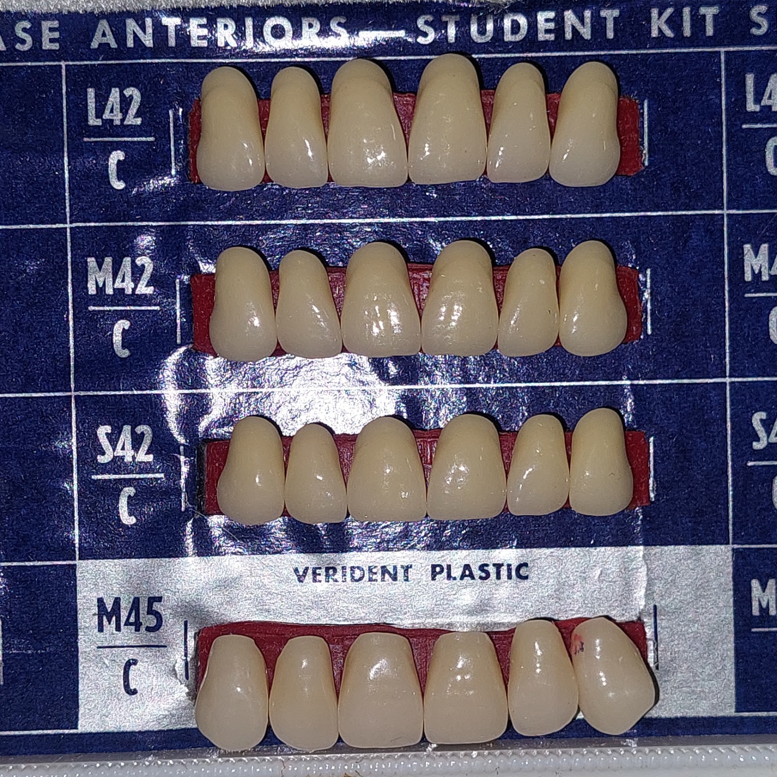 VTG 50s UNIVERSAL DENTAL CO PA EXPERIMENTAL KIT FIVE PHASE ANTERIORS VERI-CHROME