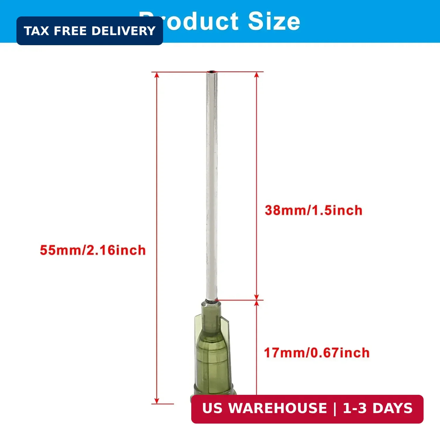 20 Pack Blunt Tip Dispensing Needle with Luer Lock 1.5 Inch 14 Ga (Olive)
