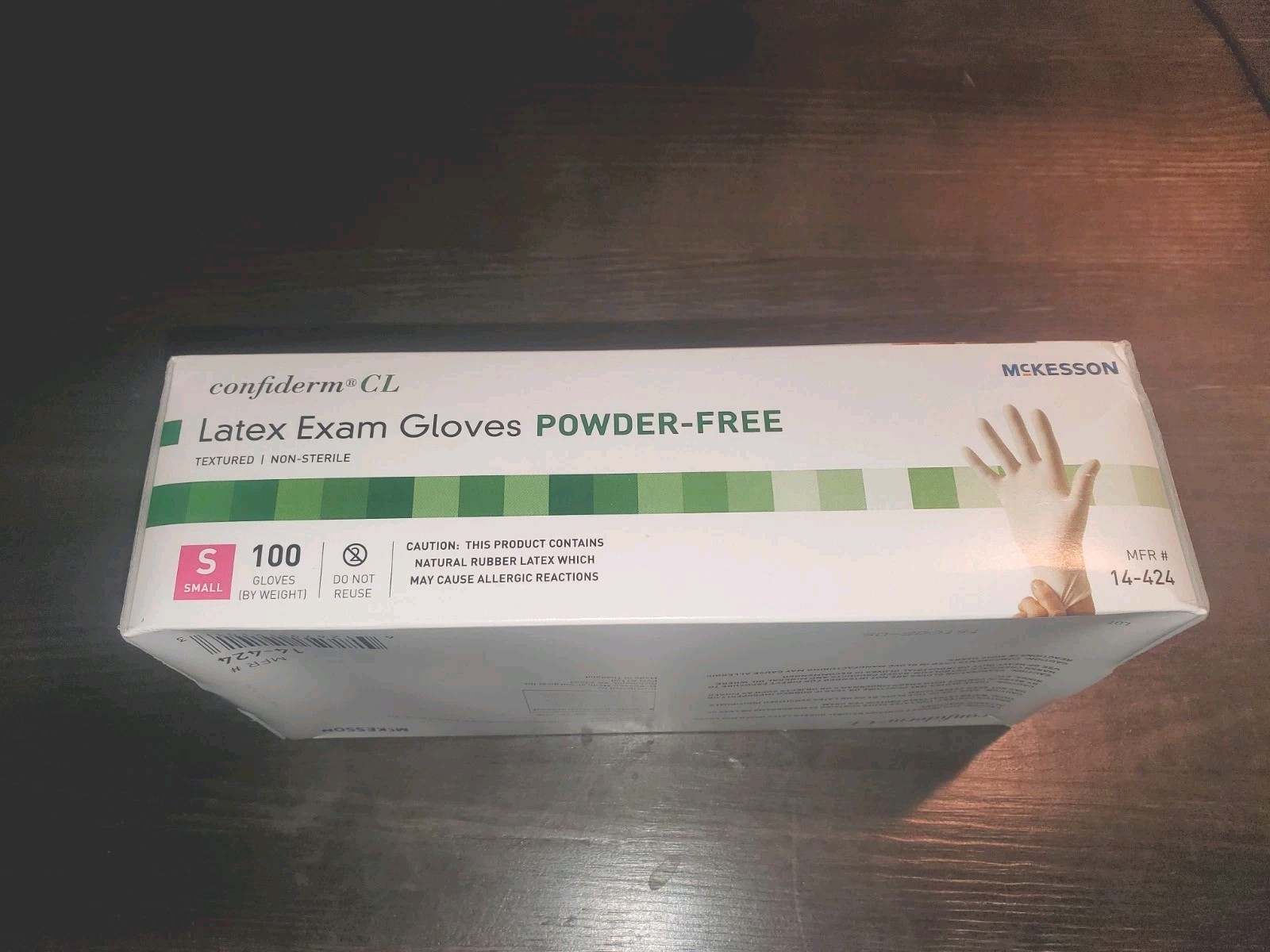 10 Boxes McKesson Confiderm Latex Glove Standard Cuff Length SMALL 100 per Box
