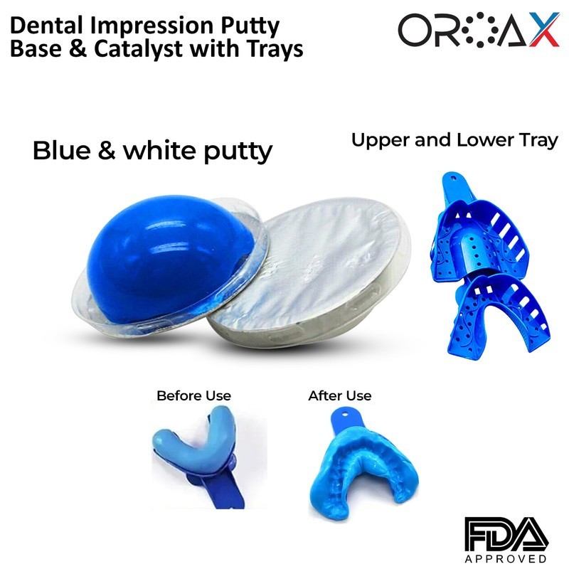 Dental Impression Putty Teeth Mold Kit Large Upper & Lower Impressions Trays