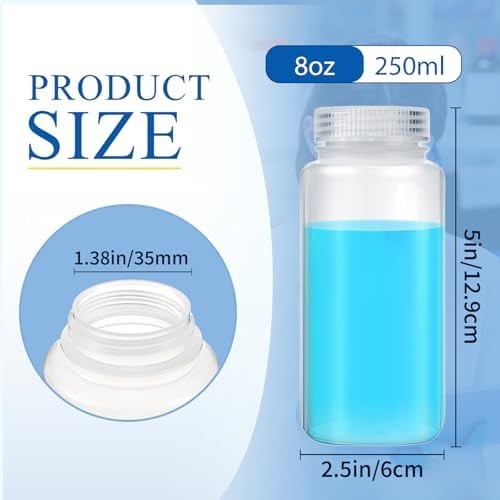 Tatuo 24 Pcs 8 oz 250 ml Polypropylene Reagent Bottle Plastic Sample Bottles …