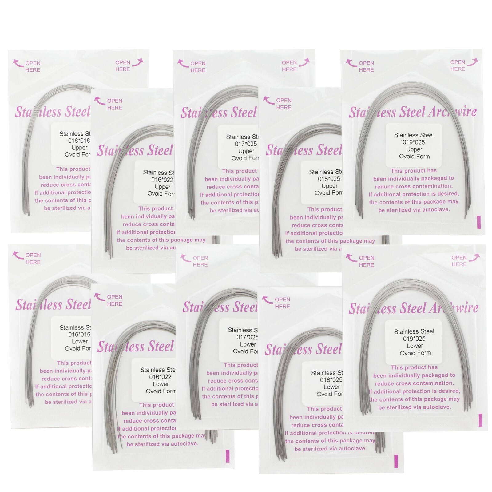 Dental Orthodontic Arch Wire Stainless Steel Rectangular Ovoid Upper Lower 16X22