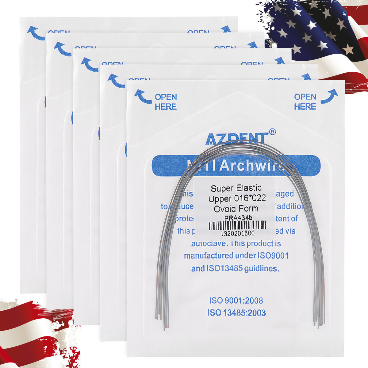 AZDENT Dental Orthodontic Super Elastic Niti Rectangular Arch Wires Ovoid Form