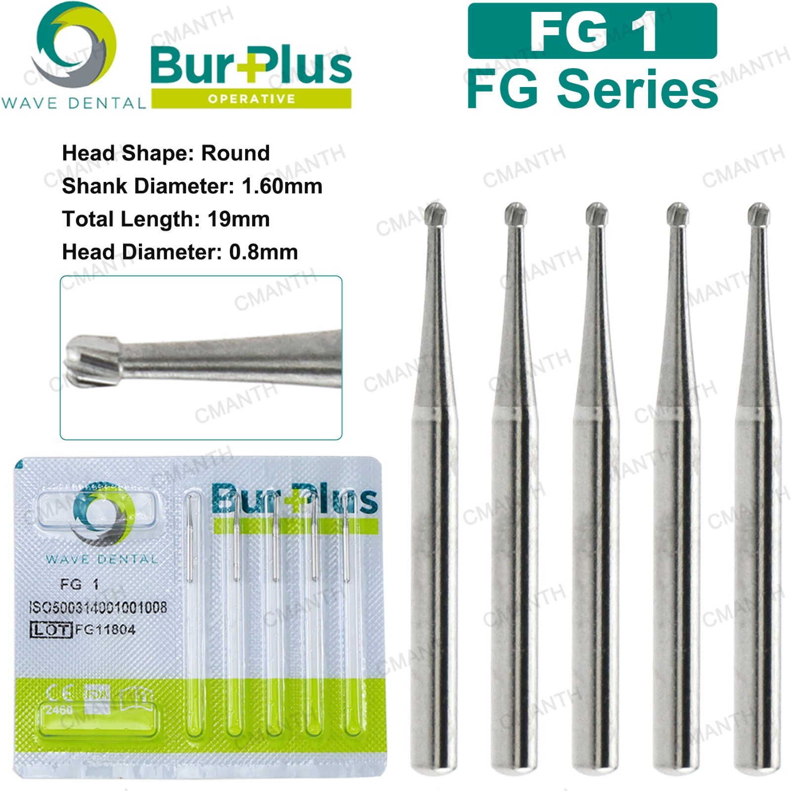 WAVE Dental Burs FG 1-10 Surgical Carbide Bur Friction Grip Round For High Speed