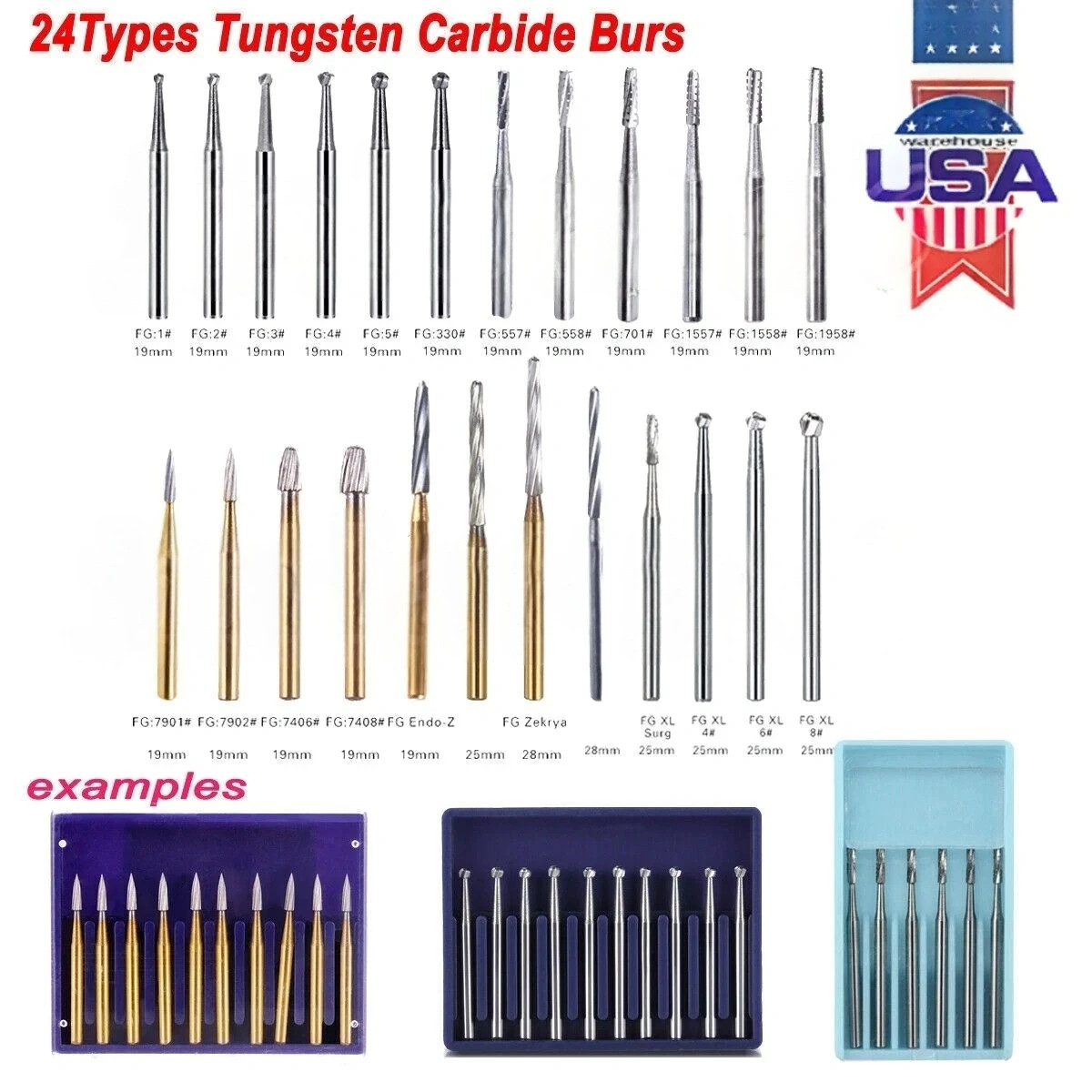 Dental Surgical/ Carbide Burs for High Speed Handpiece Round Cone Bur Diamond FG