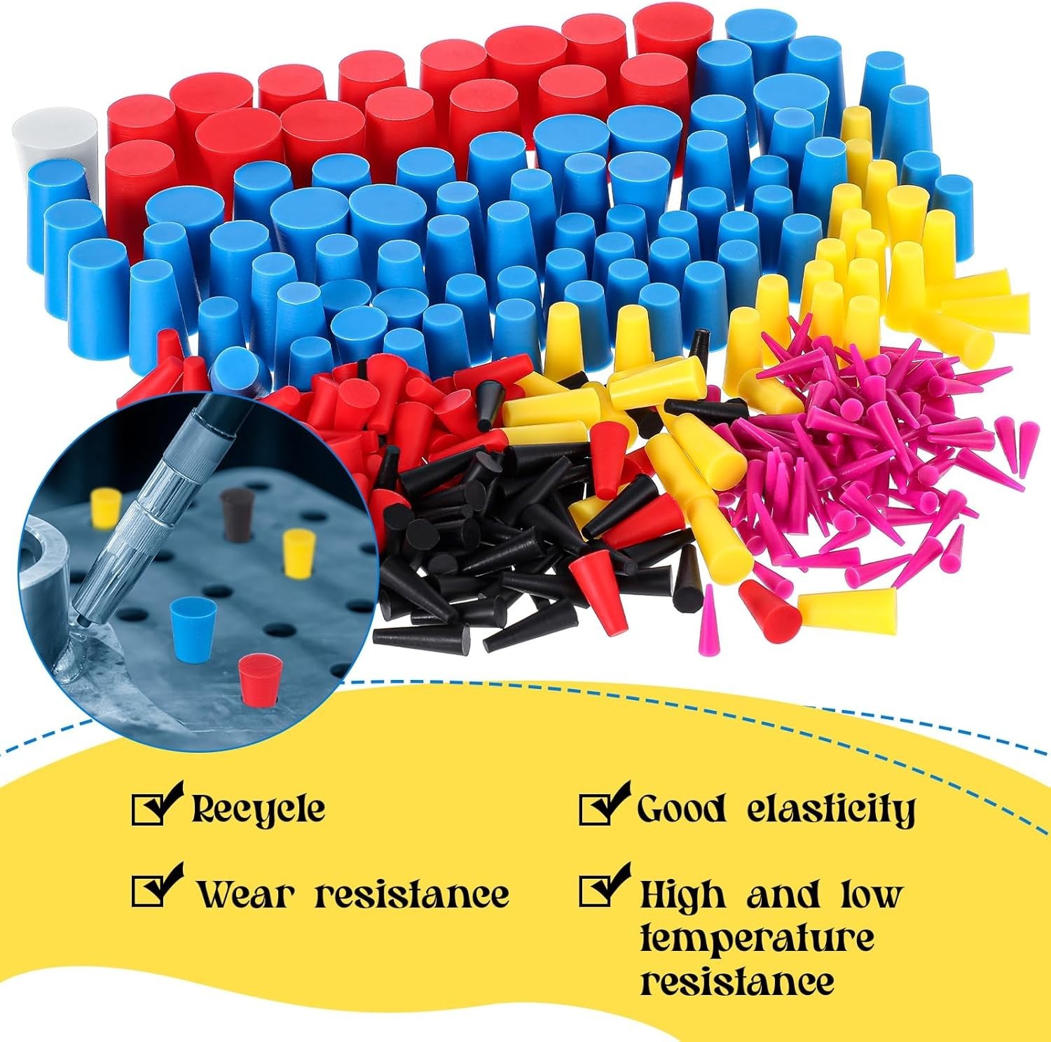 Multicolor Silicone Tapered Plugs – 350 Pcs for Coating and Painting Tasks