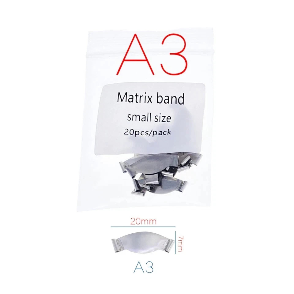 20 Pcs/Pack Dental Saddle Contoured Metal Matrices Band Matrix Springclip 6 Size