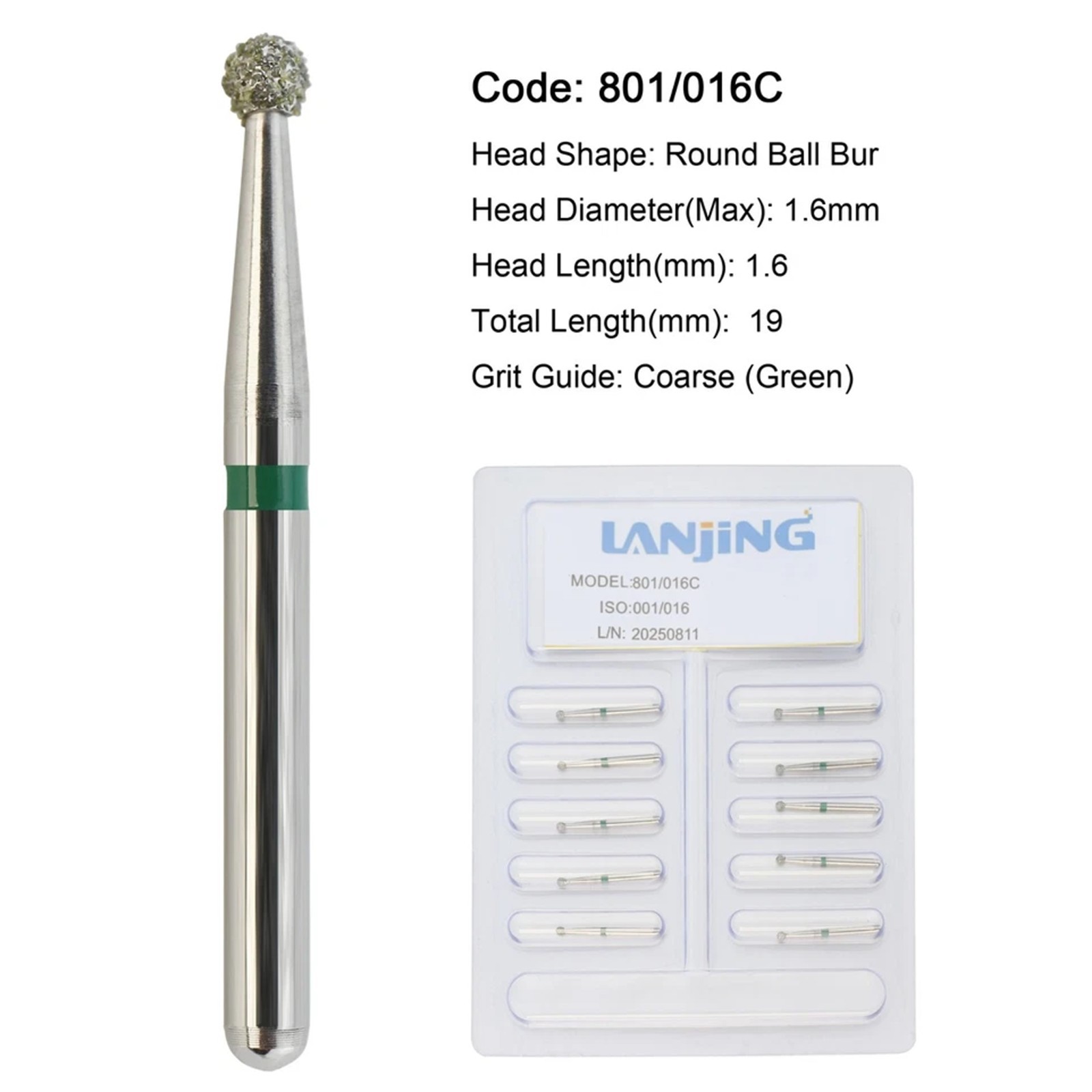 Dental Burs Diamond Round End Taper Surgical Long Ball Barrel FG for High Speed