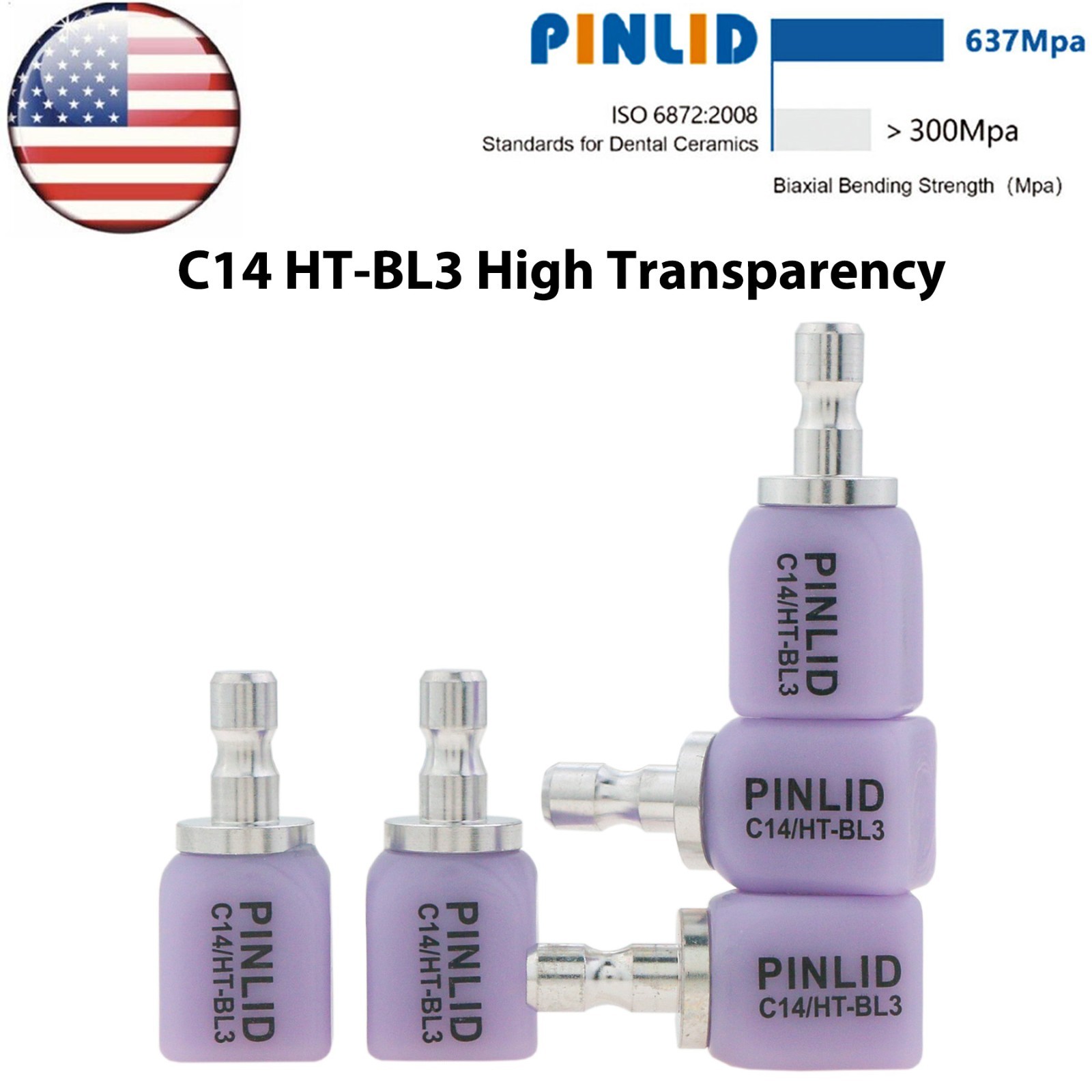 US C14 HT High Transparency Glass Ceramic Block Lithium Disilicate CAD/CAM Cerec
