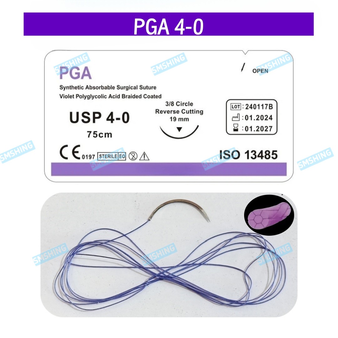 Absorbable Dental Oral Surgical Sutures CHROMIC GUT 3-0 PGA 4/0 Natural Needled