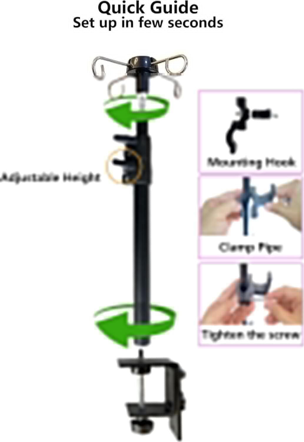 Table IV Pole, Portable Poles for Travel, Foldable Pole Black With Hook
