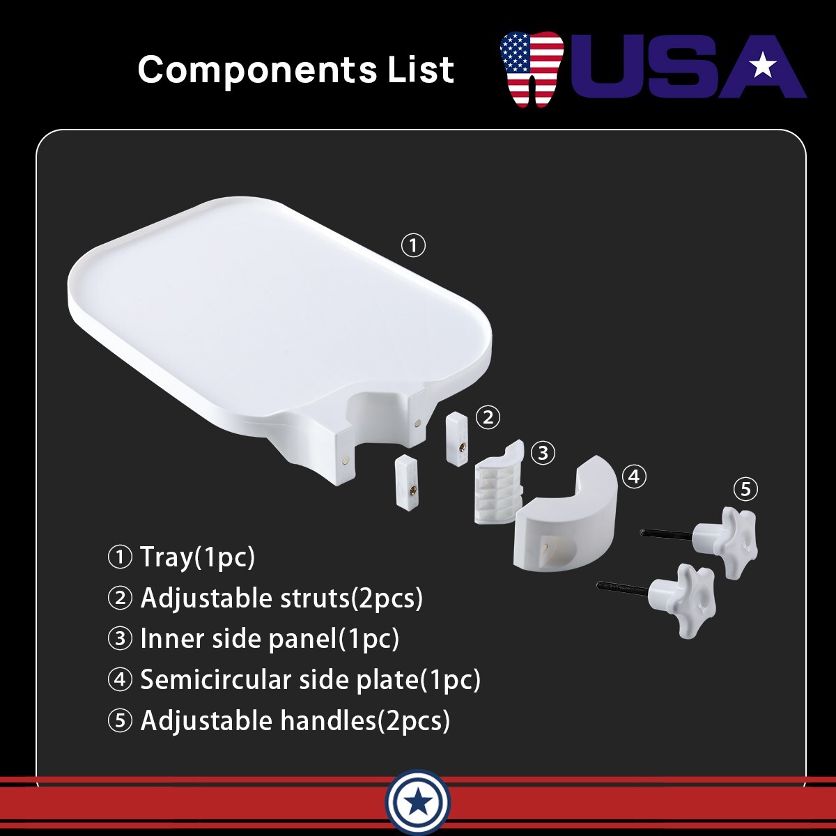 Dental Chair Accessory Post Mounted Table Shelf Tray Scaler Instrument Tray