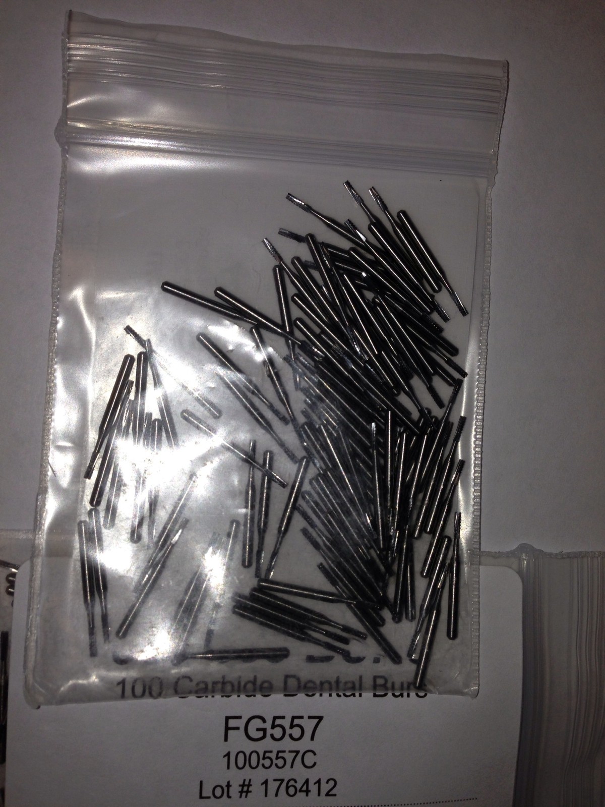 557 100 X Solid ShankFG Carbide Burs Clinic Pack For High Speed. 1 Piece Shank