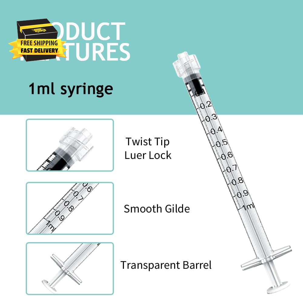 20 Pack 1Ml Luer Lock Syringes without Needle, 1 Ml Cc Disposable Syringe Indivi
