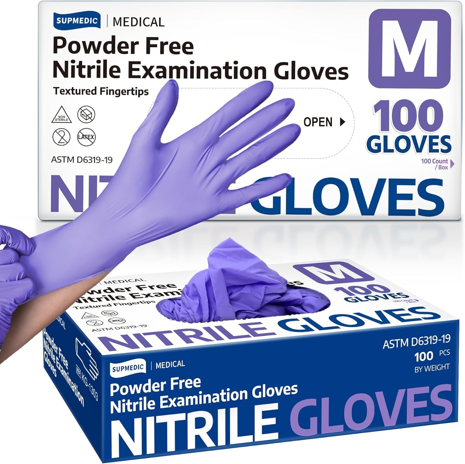 Medical Soft Max Nitrile Disposable Gloves, 100 Ct Latex-Free Powder-Free Foo…