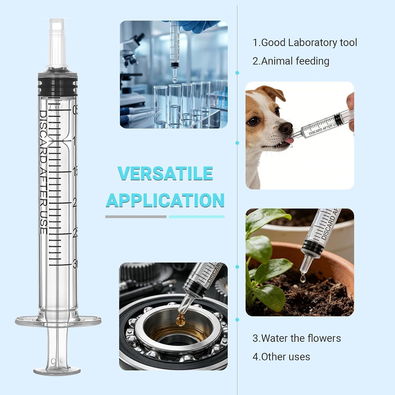 10 Pack 3 ml Syringe with Cap No Needle, Disposable Syringes for Liquid, Feeding