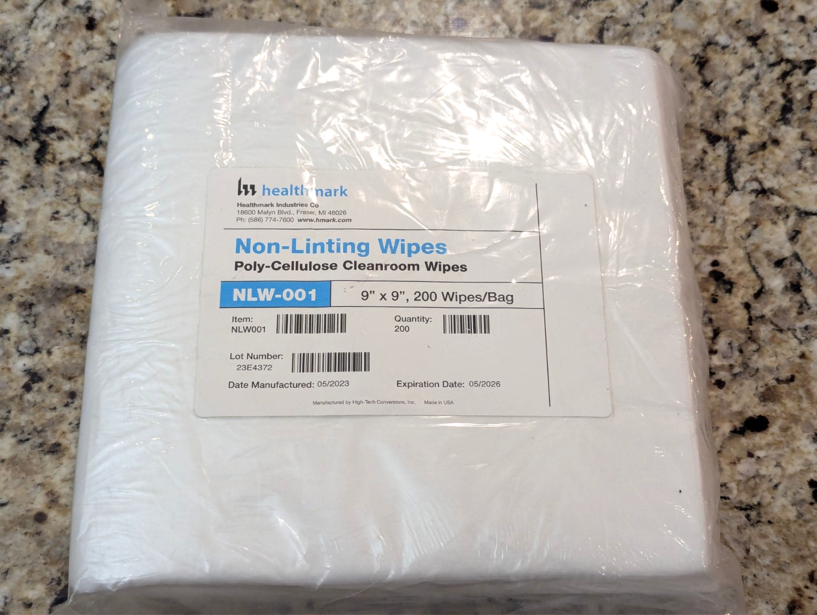NLW001 Healthmark Instrument Cleaning Wipes 9″ X 9″ Lint Free 200/Pk 5/2026