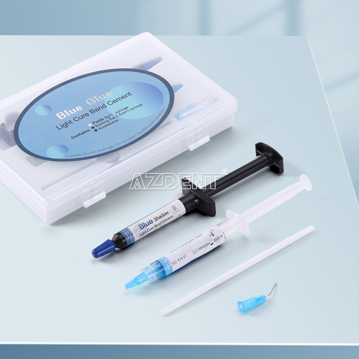 Dental Orthodontic Adhesive Light Cure Blue Glue Adhesive Paste+Etchant Acid Gel