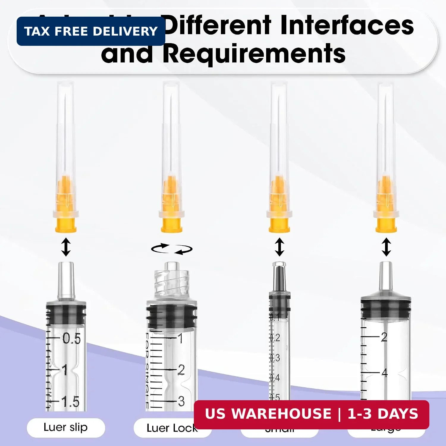 25G 1 inch Lab Dispensing Luer Lock Needles with Caps, Disposable Sterile Wrappe