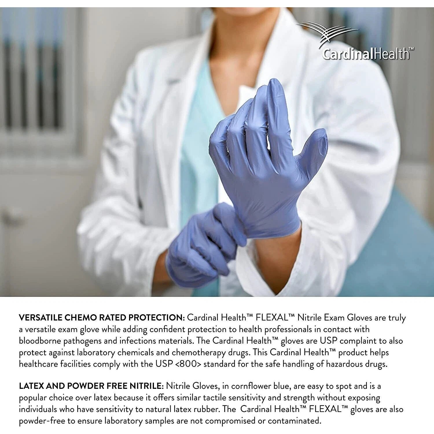 Disposable Nitrile Gloves, M, Non‑Sterile, Powder‑Free, Latex‑Free, 1 Box of 200