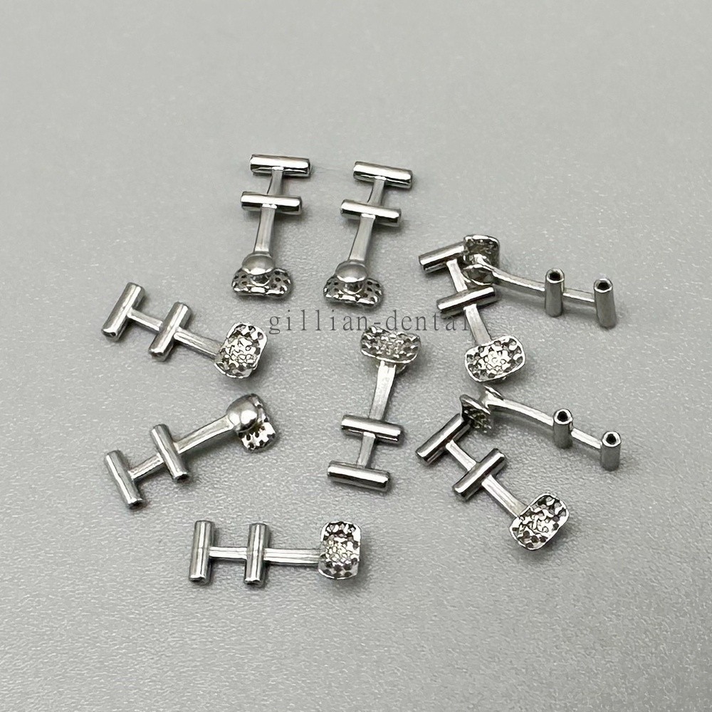Dental Ortho Lingual Button with Tube Hole Base Tongue Side Buckle Single/Double