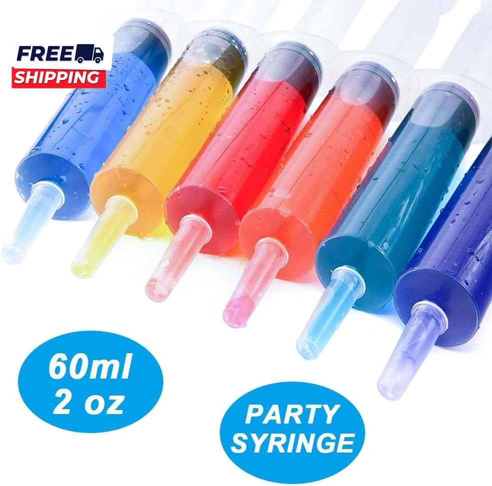 4 Pack 60Ml Large Syringe for Liquid with Tip Cap Plastic Liquid Syringes