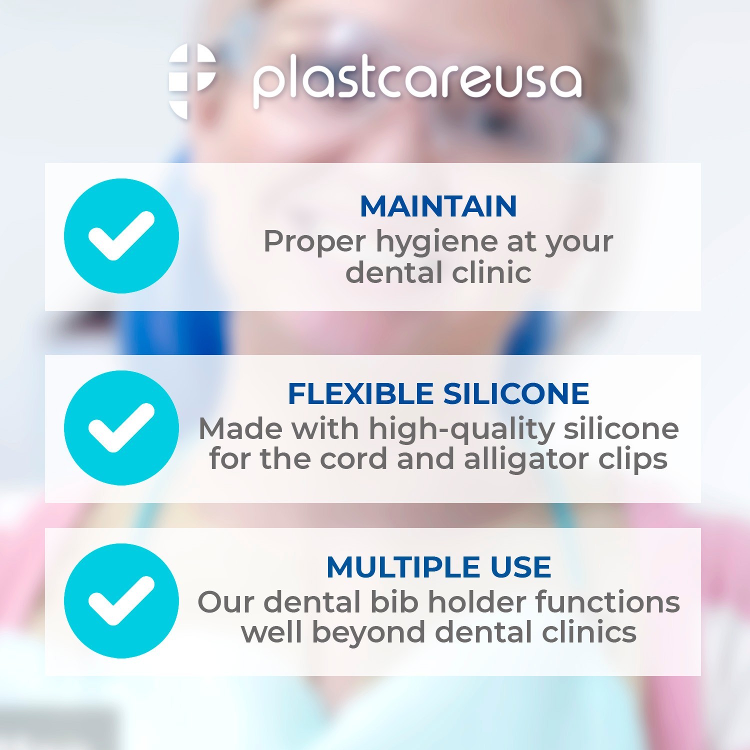 Dental Bib 50 Fuchsia + 5 Bib Clips Kit Disposable Waterproof Patient Protection