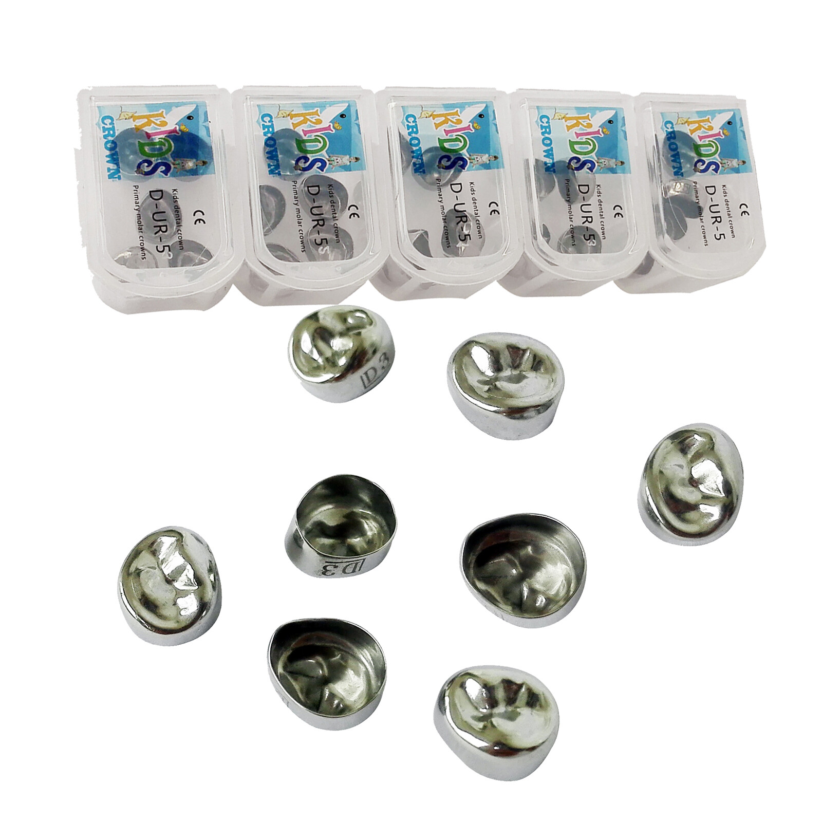 5pcs Dental Kids Primary Molar Crowns Stainless Steel Pediatric crown 48 Sizes