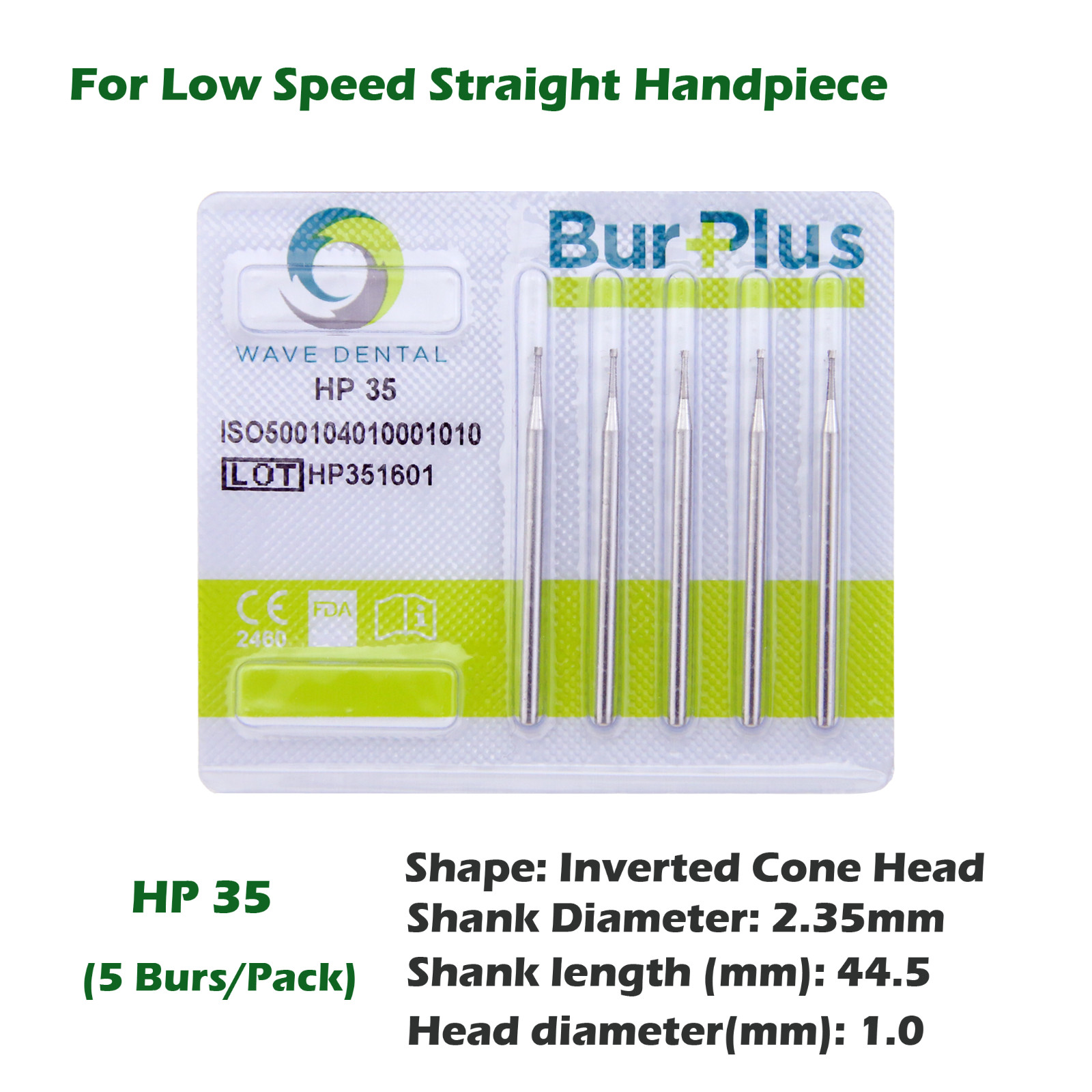 Wave Dental Carbide Burs HP 34 35 37 Prima Inverted Cone for Straight Handpiece