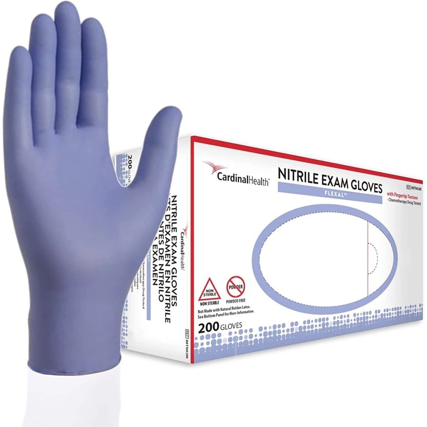 Disposable Nitrile Gloves, M, Non‑Sterile, Powder‑Free, Latex‑Free, 1 Box of 200