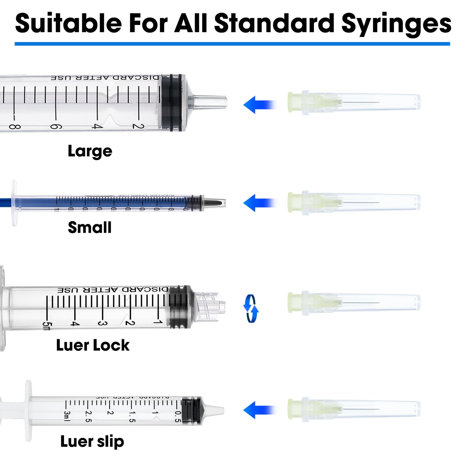 100 Pack 30 Ga 1/2 inch Disposable Needles with Caps for Scientific and Indus…