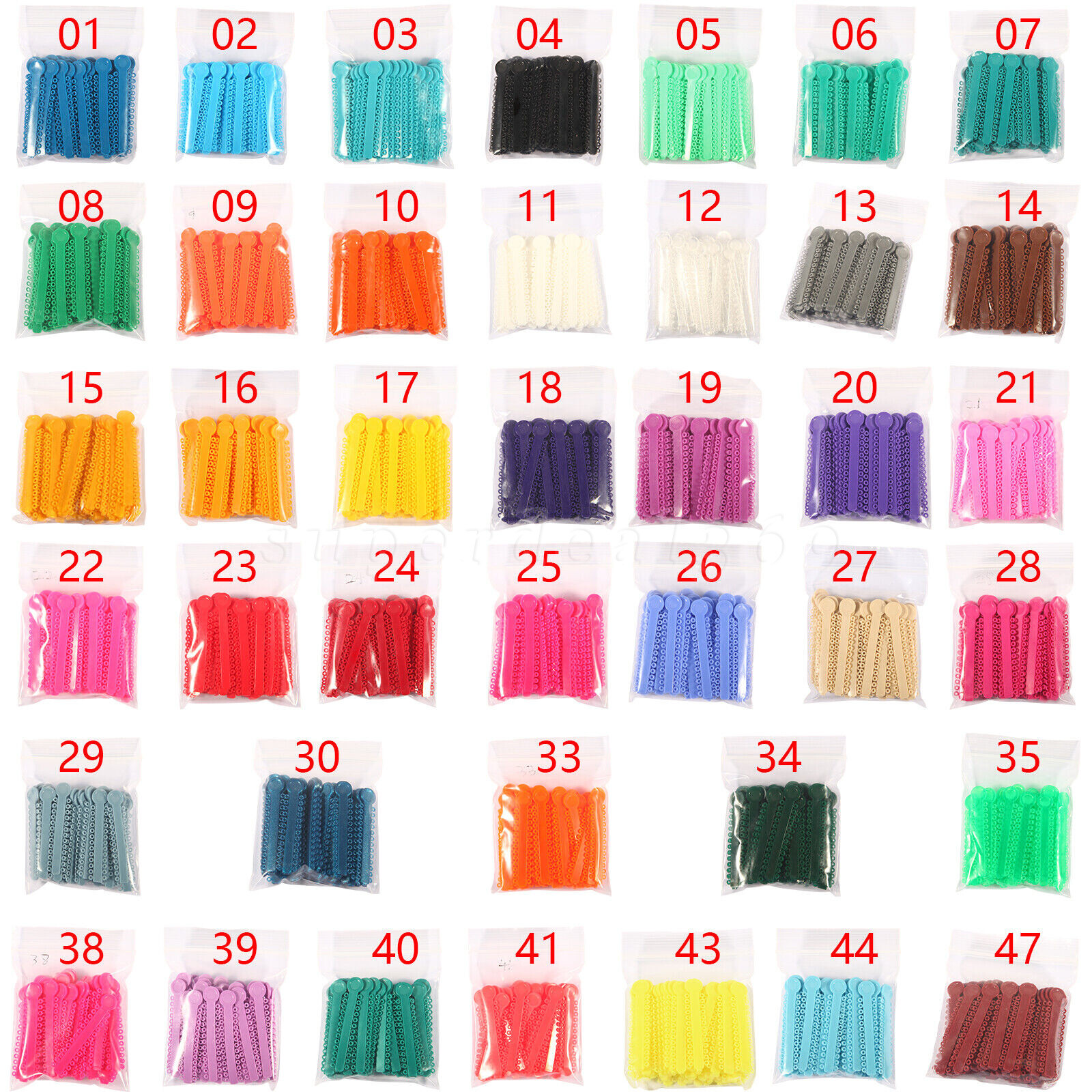 1 Bag Dental Orthodontic Ligature Ties Elastic Rubber Bands 47 Color 1040 Pcs DL