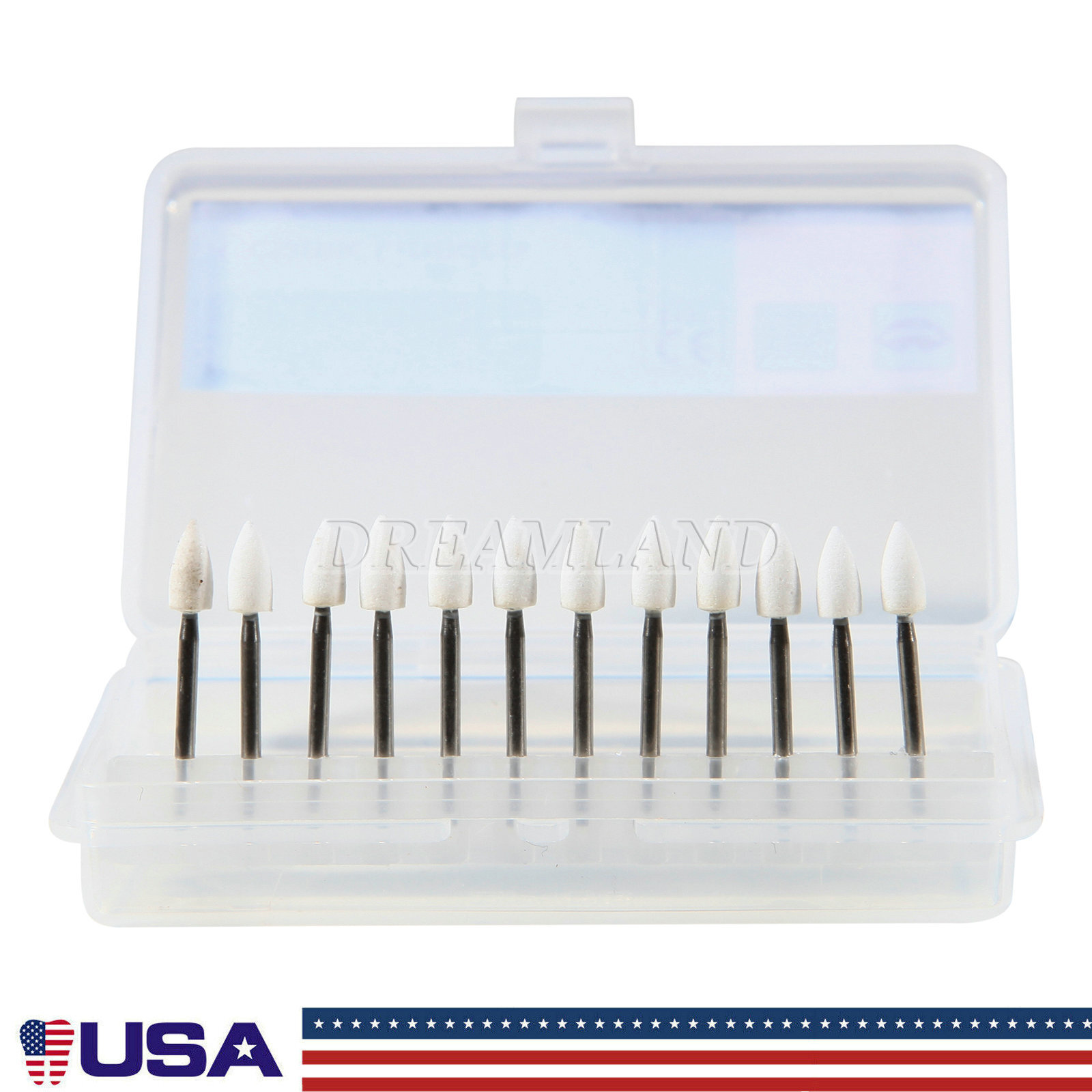 Dental White Stone Aluminum Oxide Polishing FG Burs For High Speed 12/pk
