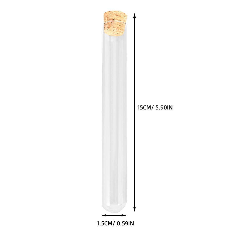 10-100x 15*150mm Glass Test Tubes With Cork Stopper Candy Party Wedding Storage