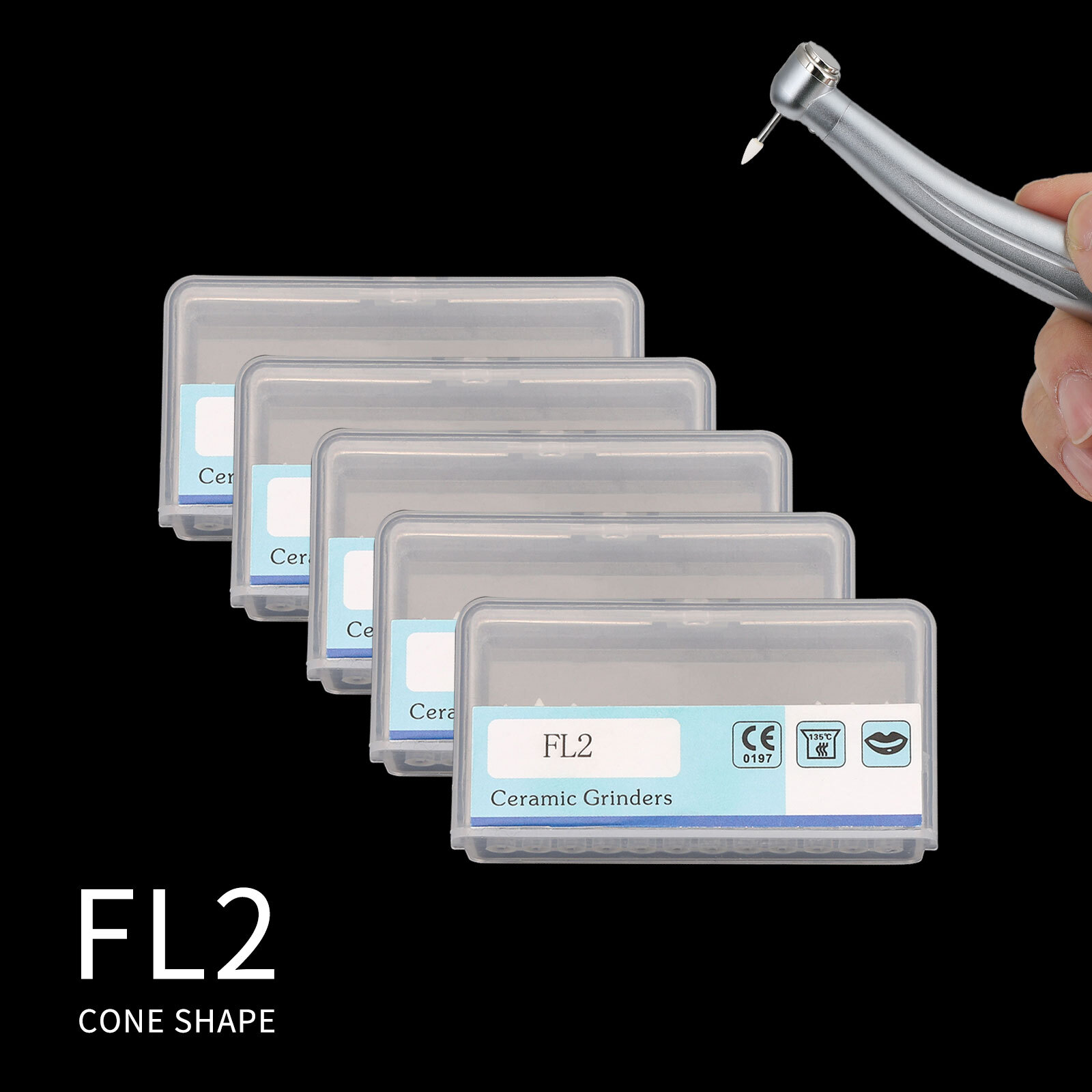 Dental Flame Mounted White Stone Polishing Burs FG Abrasion Point Burs 12pc/Pack