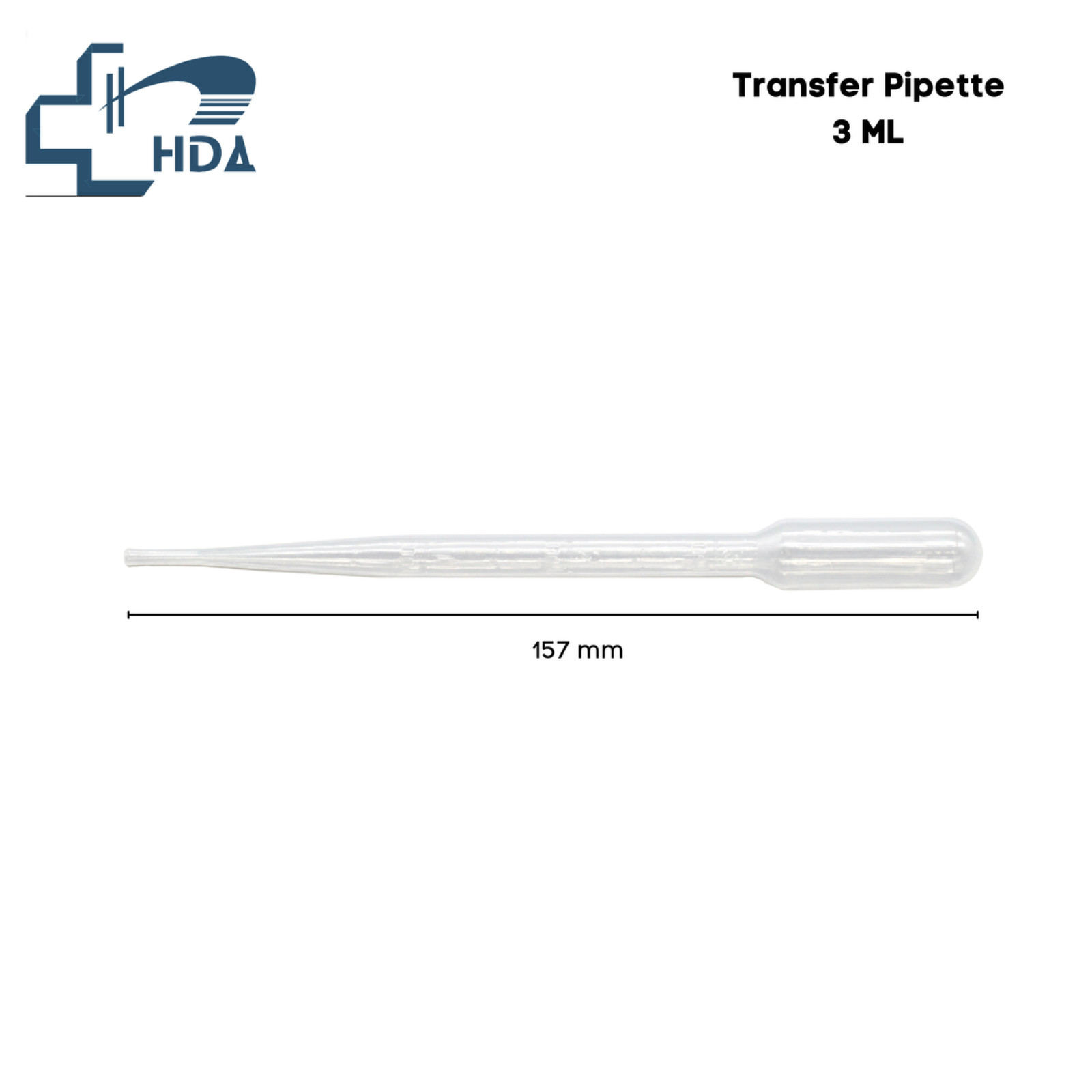 HDA Plastic Transfer Pipette 3ml Disposable Eye Drop Pack 500 pcs