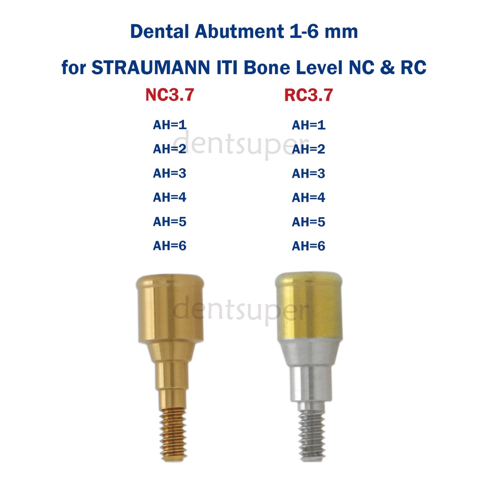 1Pc Dental Fit for Straumann Compatible Abutment NC & RC D3.7MM AH=1,2,3,4,5,6MM