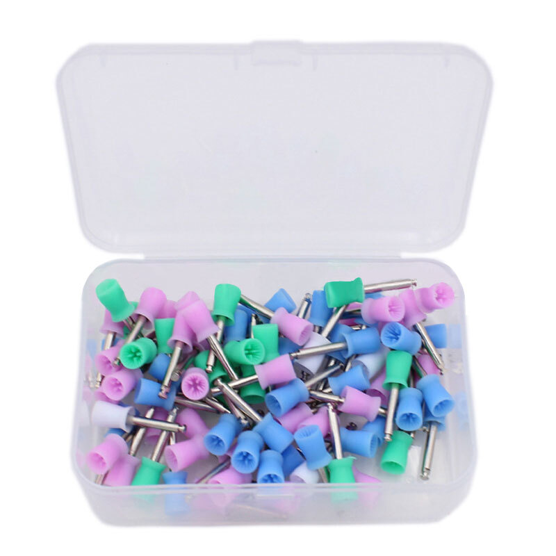 100Pcs/box Dental Oral Prophy Cup Rubber Polish Polishing Tooth Mixed-Color