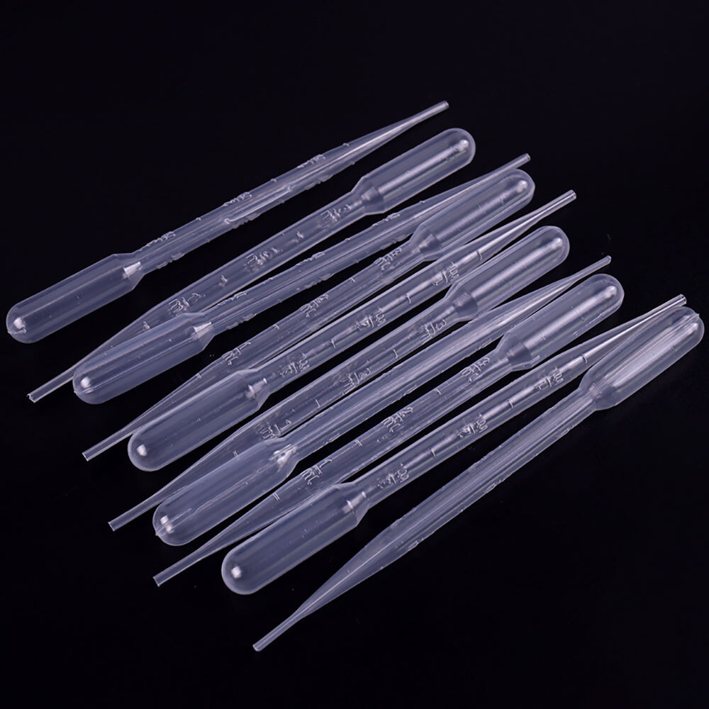 US 200Pcs 3ml Disposable Plastic Eye Dropper Set Transfer Lab Graduated Pipettes
